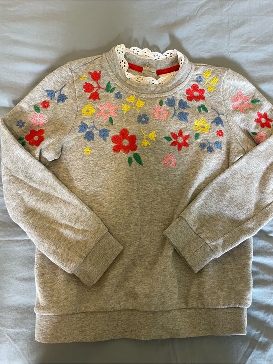 Mini Boden Other - Mini Boden Gray Sweatshirt with Colorful Floral Embroidery